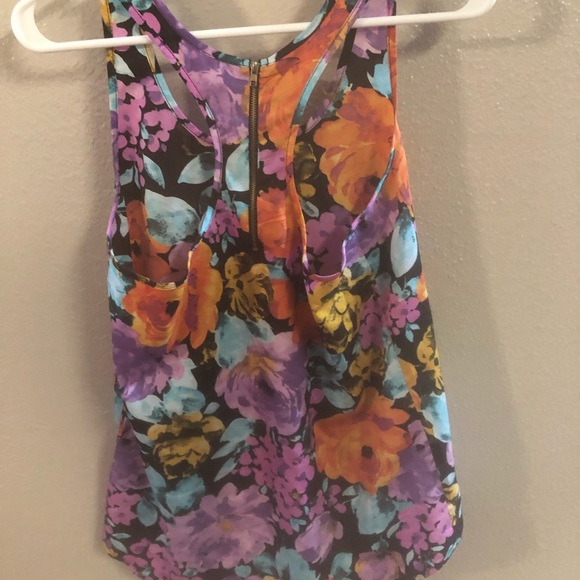 High low floral print racerback top - Picture 3 of 3